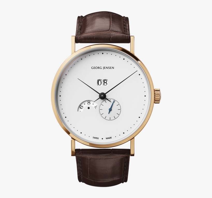 41 Mm, Grande Date Annual Calendar, Automatic, White - Men Cartier Rose Gold Watch, transparent png #8326593
