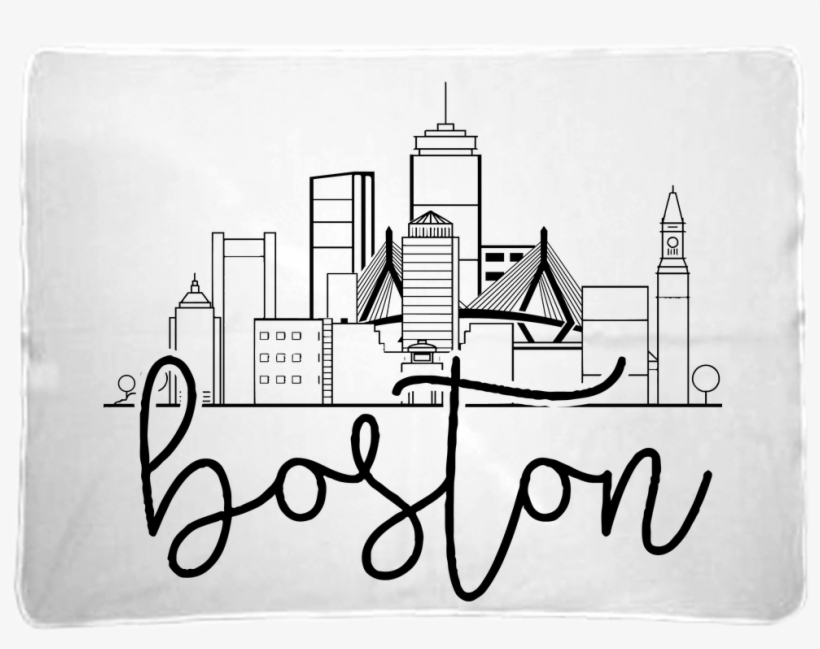 Boston City Skyline Baby Blanket - Boston Cityscape Line Drawing, transparent png #8327283