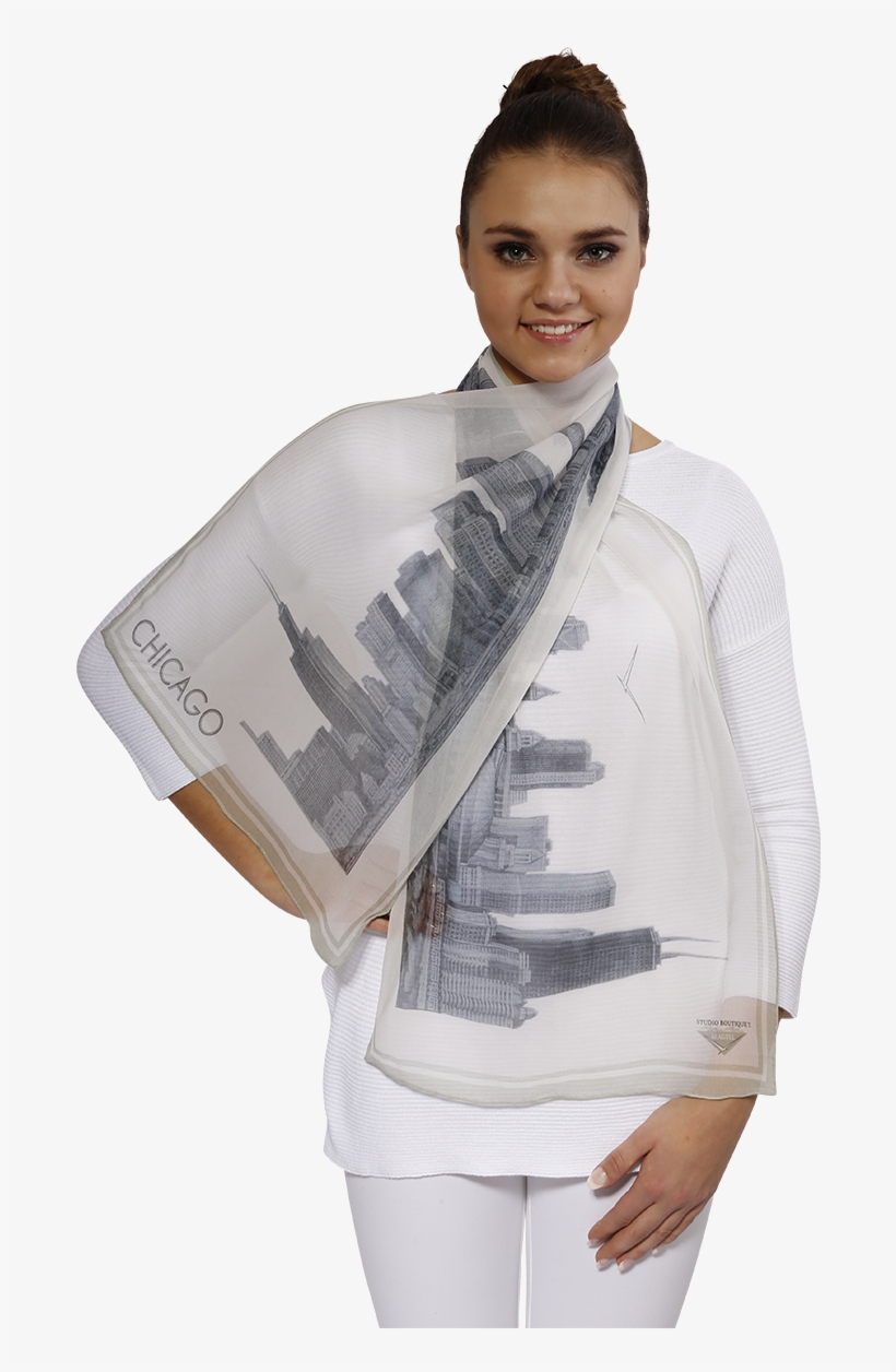 Chicago Collection Pencil Illustration Silk Georgette, transparent png #8328669