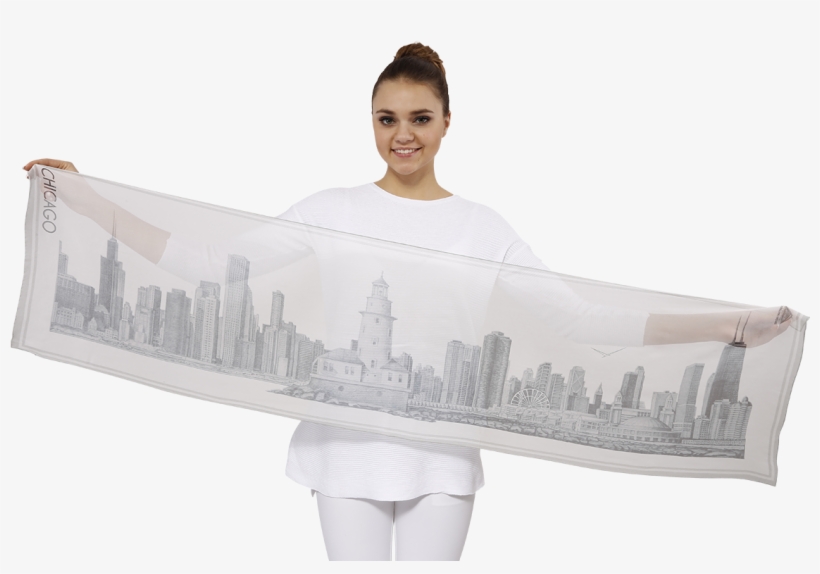 Chicago Collection Pencil Illustration Silk Georgette - Bust, transparent png #8329729