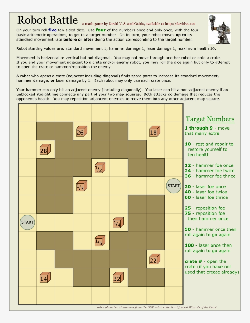 Robot Battle Game Board - One Sheet Paper Game, transparent png #8334480