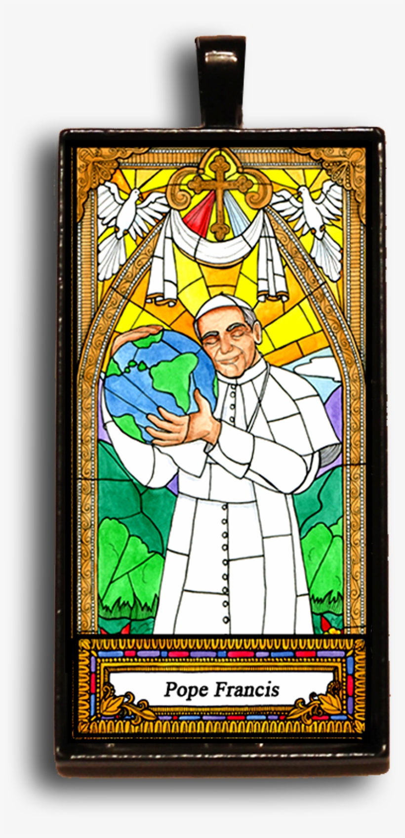 Pope Francis Bag Booster Or Necklace - Stained Glass, transparent png #8335075