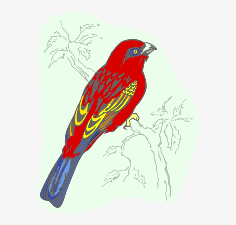 Vector Illustration Of Feathered Vertebrate Red Bird - Finch, transparent png #8338982