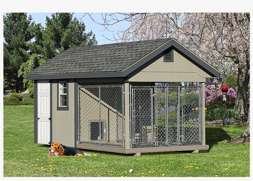 Elite 2 Box Kennel With Painted Wood Siding - Dog Kennel With Indoor Area, transparent png #8339518