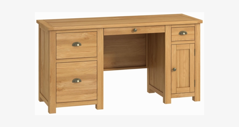 Montana Oak Double Pedestal Office Desk - Pedestal Desk, transparent png #8340469