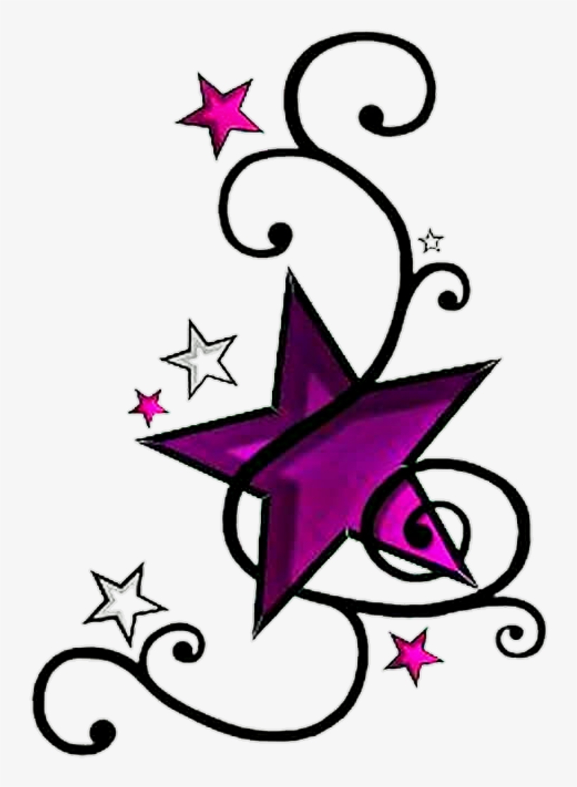 Stars Star Tattoo Purple Black Vines Sticker - Star Tattoos, transparent png #8340667