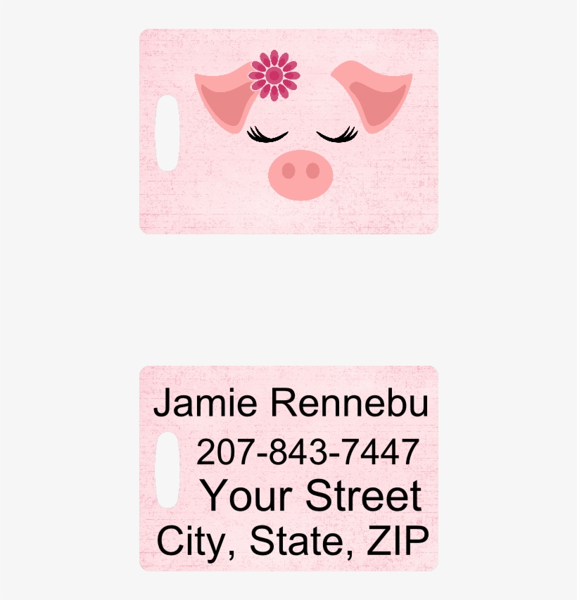 Pig Face Luggage Tag - Kalitest, transparent png #8342197