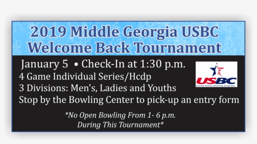 2019 Middle Ga Usbc Welcome Back Tournament - United States Bowling Congress, transparent png #8342811