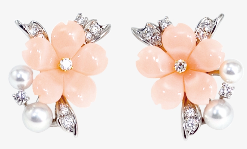 The Cherry Blossom Centerpiece Is Carved From Rare - Earrings, transparent png #8343739