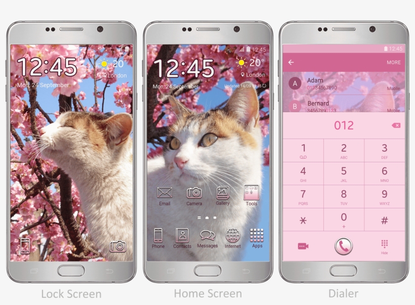 This Theme Features Blooming Cherry Blossoms And A - Cat Sniffing Flower Gif, transparent png #8343797