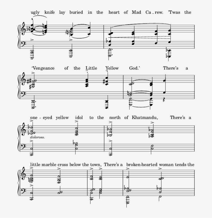 The Green Eye Of The Yellow God - Sheet Music, transparent png #8343962