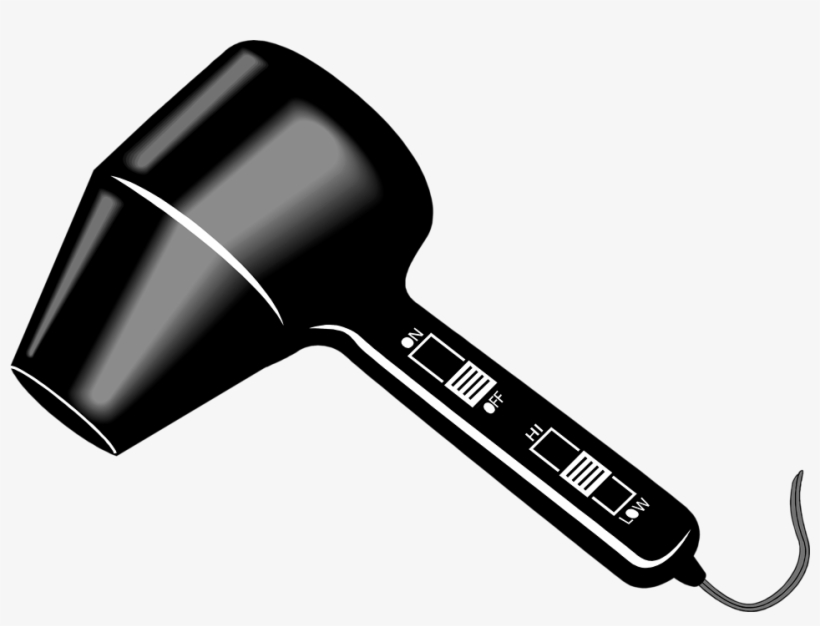 Blow Dryer Clipart Black And White - Blow Dryer Clipart Transparent, transparent png #8344768