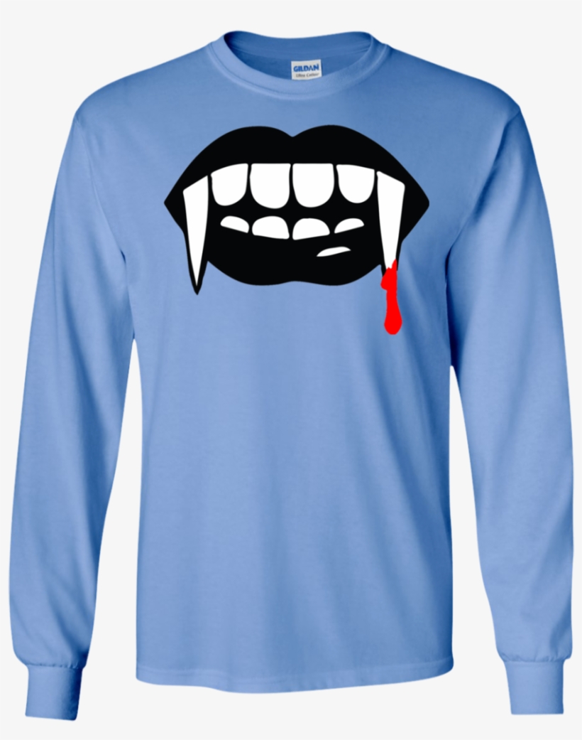 Black Vampire Fangs Halloween Ls T Shirt - Shirt, transparent png #8345753