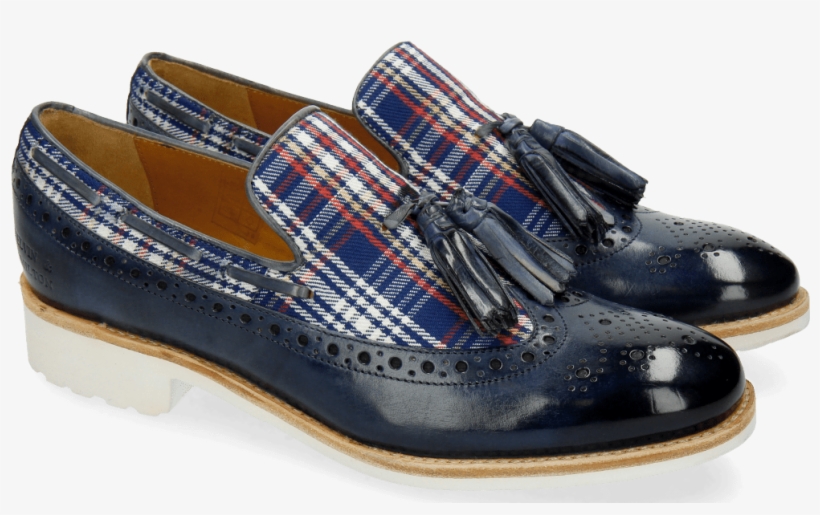 Loafers Amelie 60 Textile Check Sky Blue Multi - Slip-on Shoe, transparent png #8346496