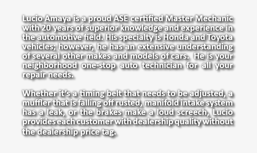 Lucio Amaya Is A Proud Ase Certified Master Mechanic - Dagga, transparent png #8348858