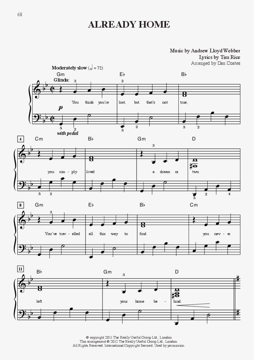 The Wizard Of Oz Thumbnail - Lady Antebellum Need You Now Piano Sheet Key E, transparent png #8349416