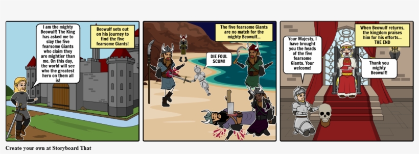 Beowulf Vs The Five Mighty Giants - Cartoon, transparent png #8350597