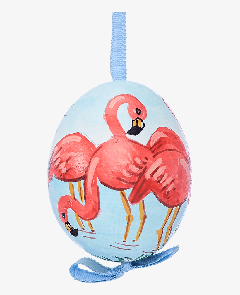 Easter Egg Blue With Pink Flamingos - Cartoon, transparent png #8353391