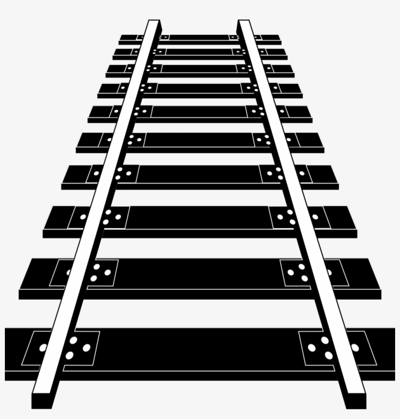 Railroad Tracks Clipart - Railway Track Clipart Black And White, transparent png #8353532