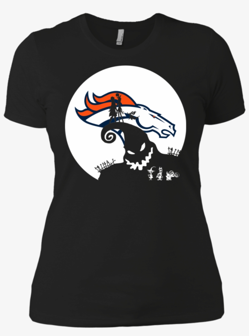 Jack Skellington And Sally Denver Broncos Halloween - Disney Pin Trading Shirt, transparent png #8354062