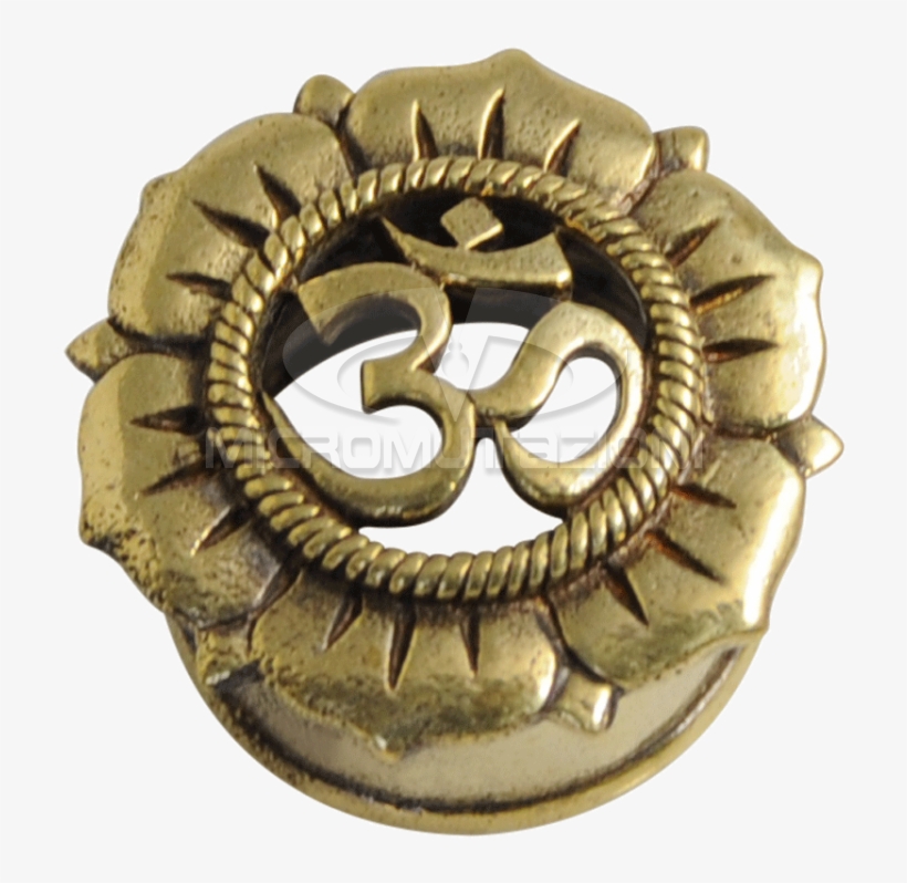 Brass Flesh Tunnel Om Symbol Ear - Emblem, transparent png #8354851