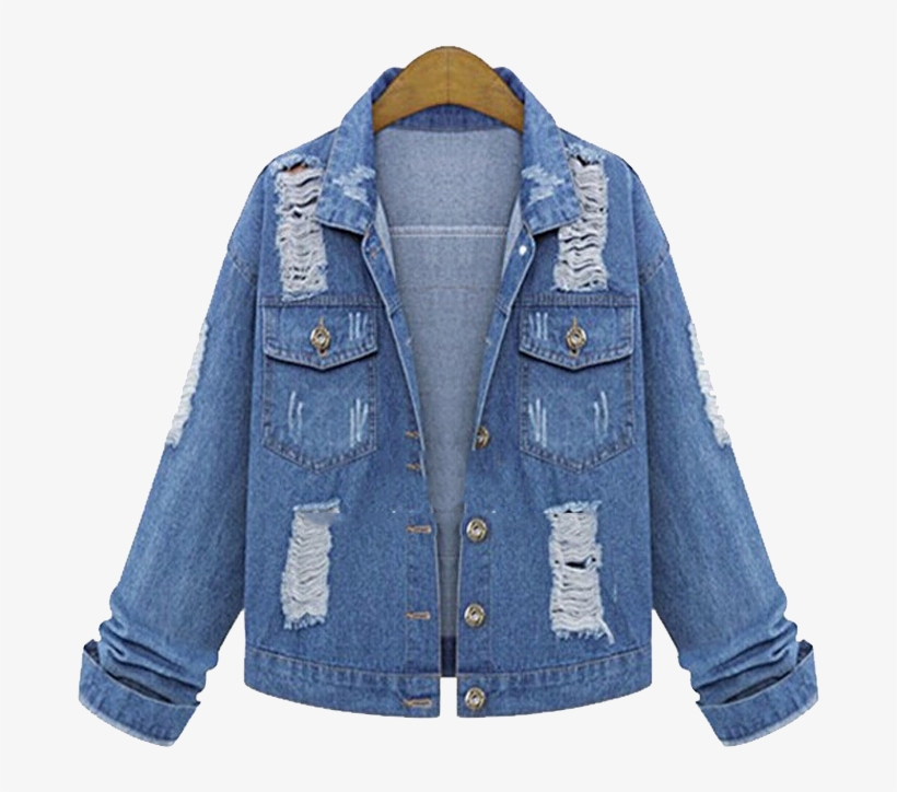 Denim Png Pic - Womens Ripped Jean Jacket, transparent png #8355632