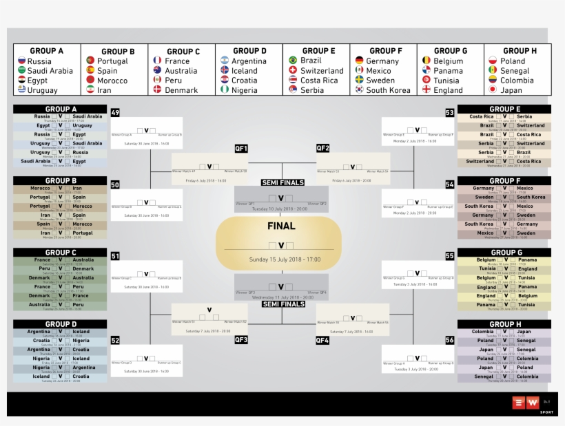 2018 World Cup Schedule - 2018 World Cup Fixture, transparent png #8356314