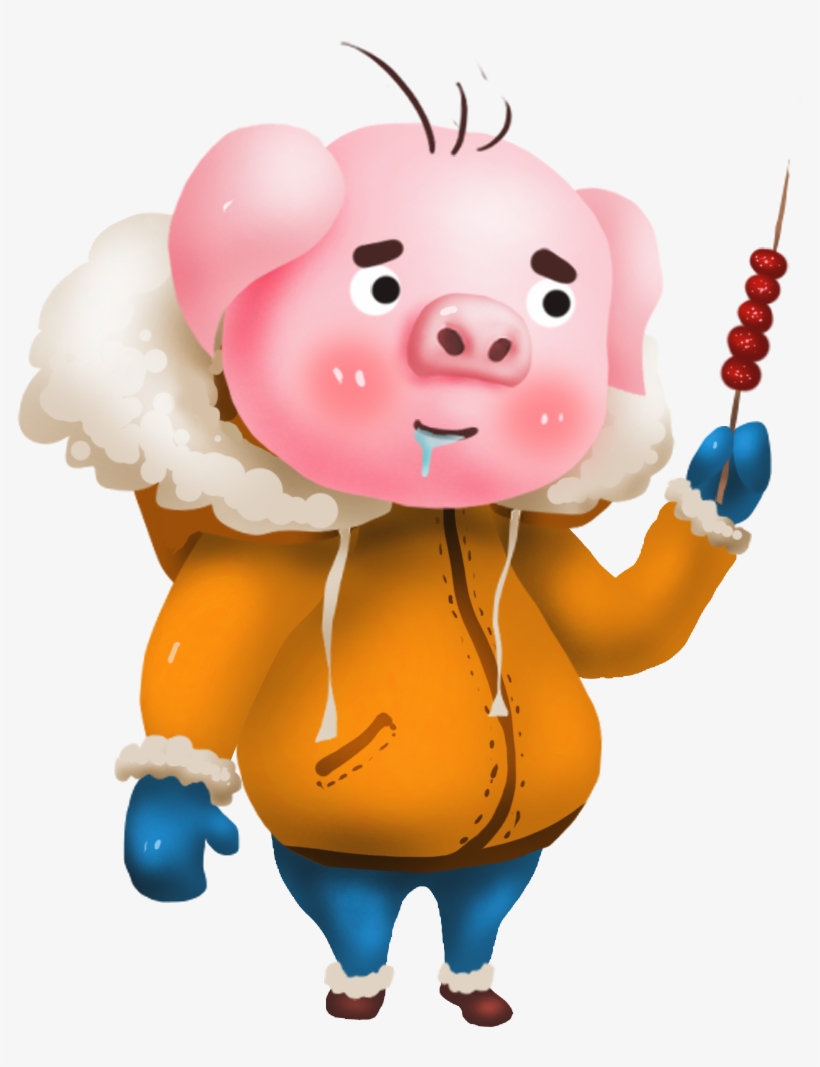 Hand Painted Pig Year Winter Commercial Png And Psd - Cartoon, transparent png #8359032