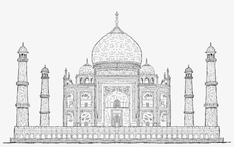 India - Tajmahal Drawing, transparent png #8362066