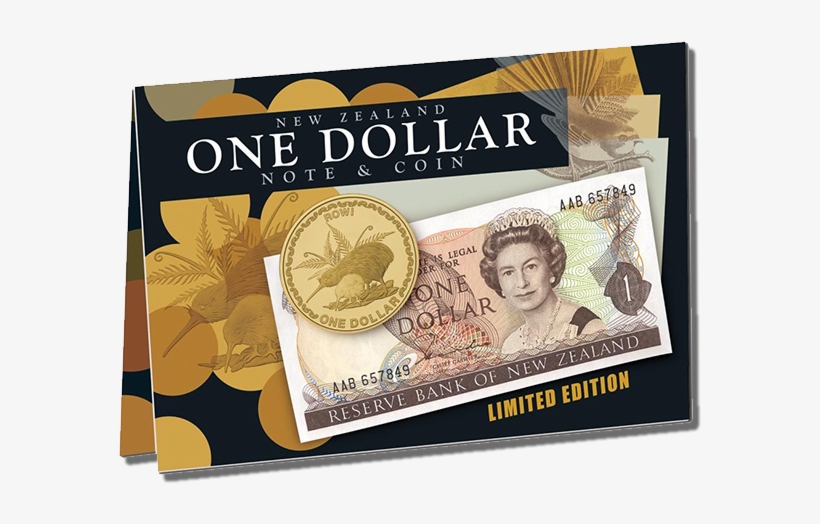 New Zealand One Dollar Note & Coin Set - New Zealand 1 Dollar, transparent png #8363392