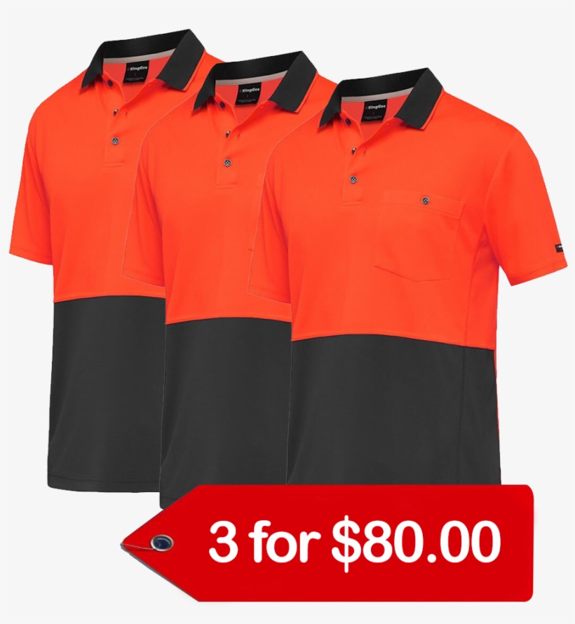 King Gee Work Cool S/s Polo Shirt 3 Packs - Polo Shirt, transparent png #8369834