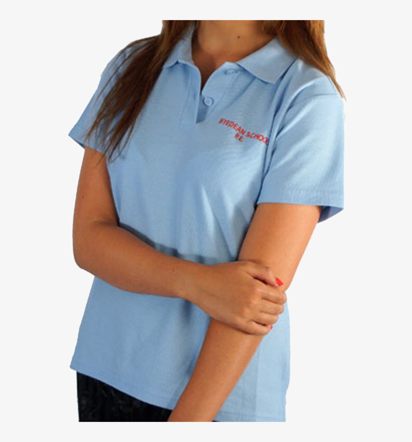 Wyedean School Girls Sky Blue Pe Polo Shirt - School Girl In Polo Shirt, transparent png #8370368
