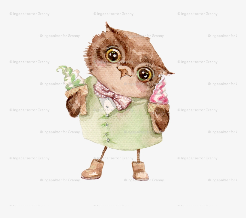 Cute Owl With Ice Cream Pillow Wallpaper - Хочется А Чего Не Знаю, transparent png #8370403