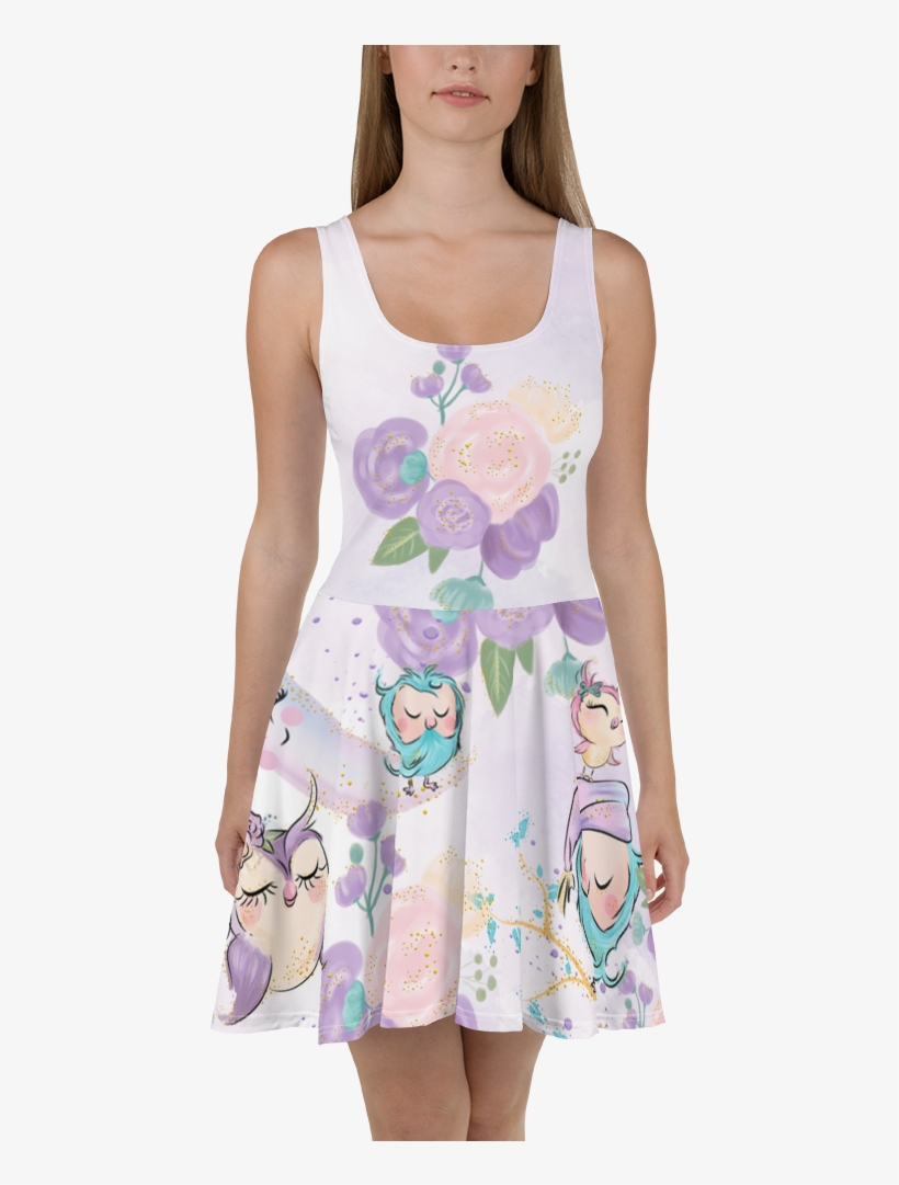 Sweet Dream Cute Owl Family Skater Dress - Dress, transparent png #8370891