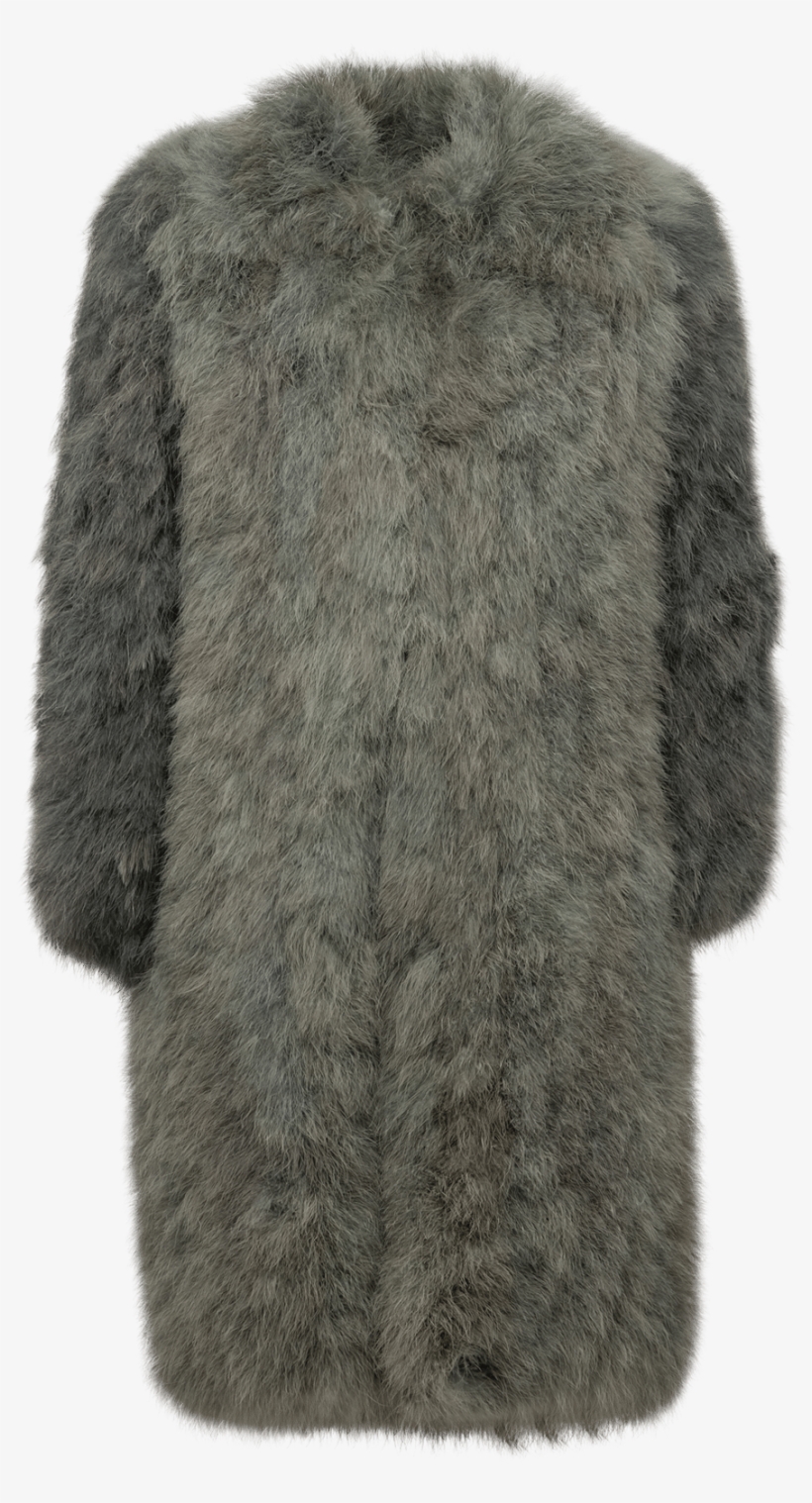 Single-breasted Overcoat With Applied Feathers - Fur Clothing, transparent png #8371412