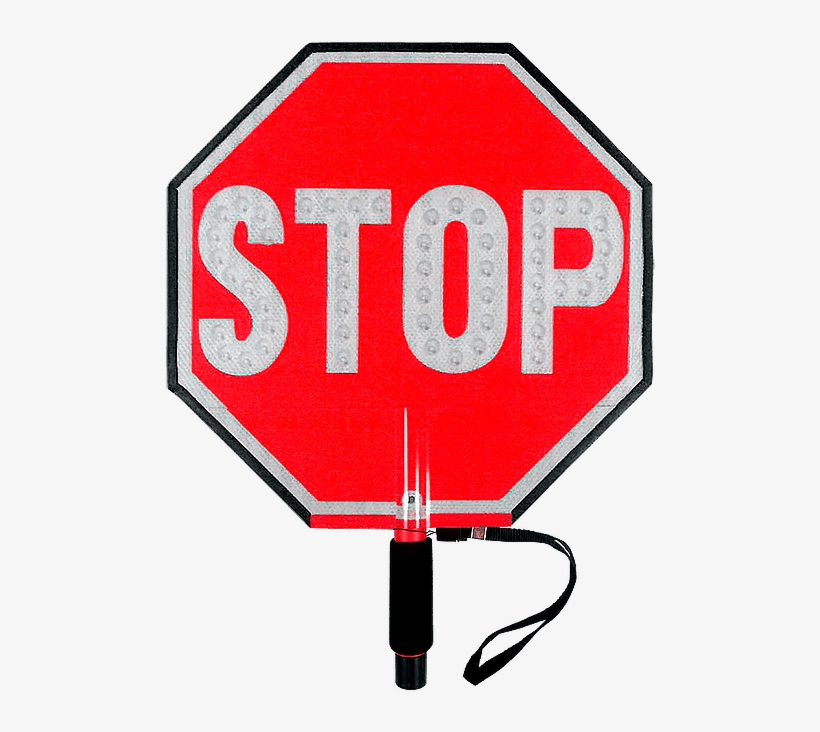 Paddle Stop Slow Flashing Led Hand Held Sign 18 Inch - Led Hand Held Stop Signs, transparent png #8372067