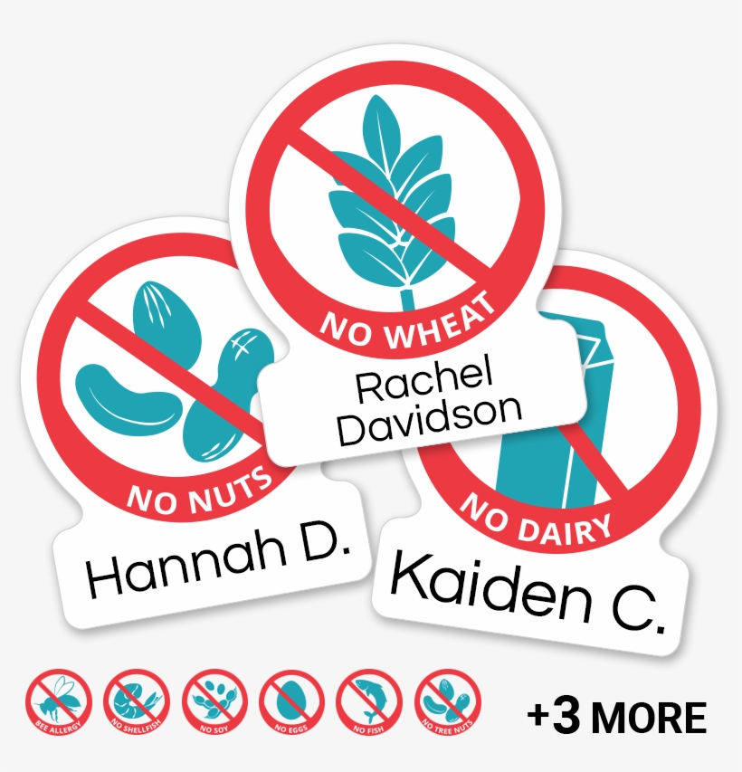 Allergy Labels With Icons For Peanuts, Nuts, Dairy - Allergy Labels, transparent png #8373533