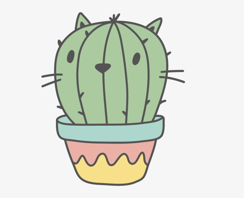 Fat Cat Cactus - Cat Cactus Drawing, transparent png #8375004