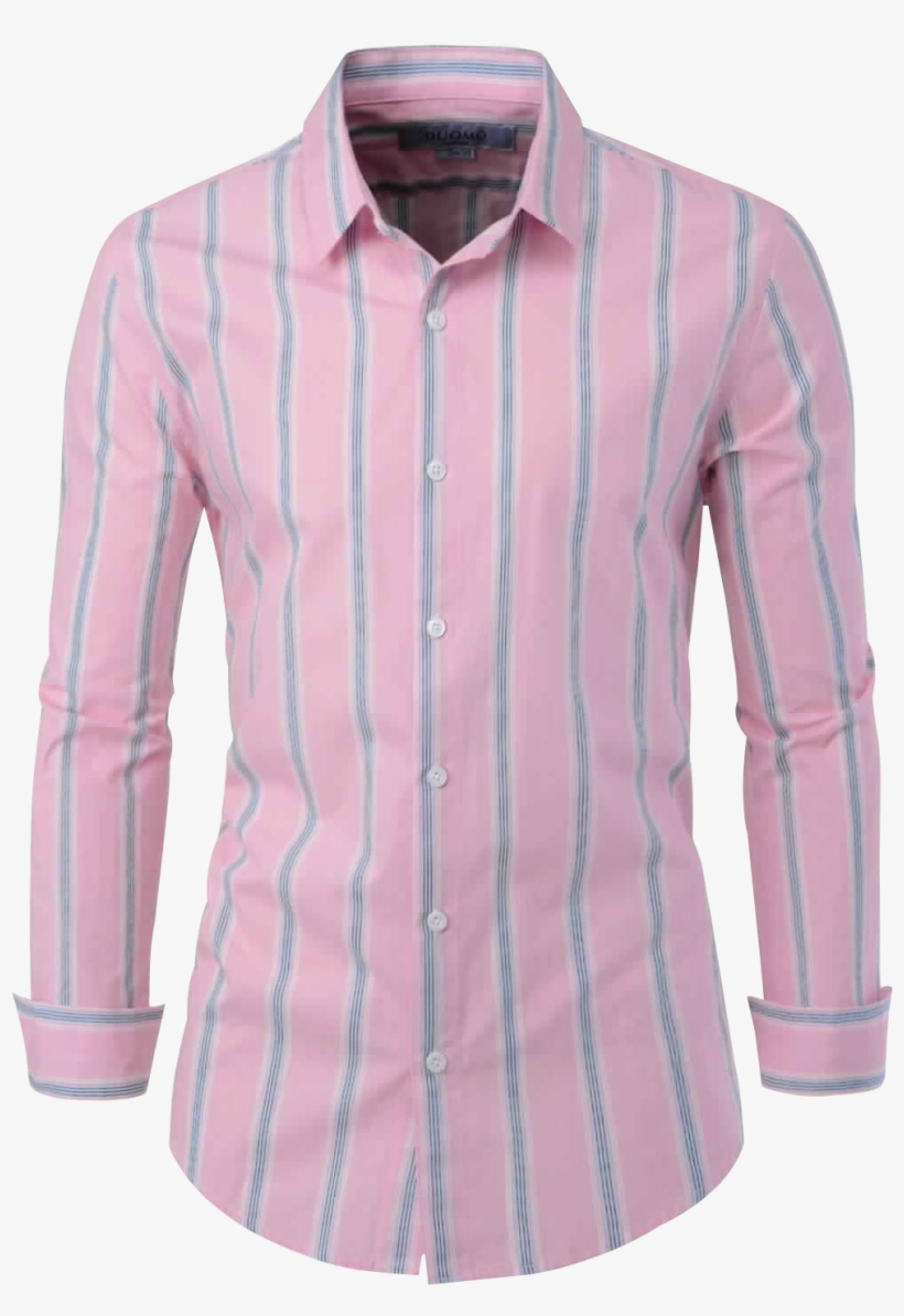 Mens Regular Stripe Pattern Long Sleeve Pink And Blue - Long-sleeved T-shirt, transparent png #8375399