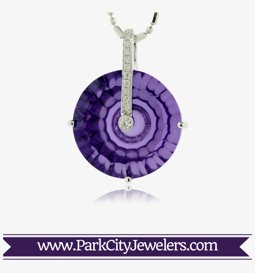 Fancy Cut Round Amethyst And Diamond Pendant - Gold Ring Colour Stone, transparent png #8376066