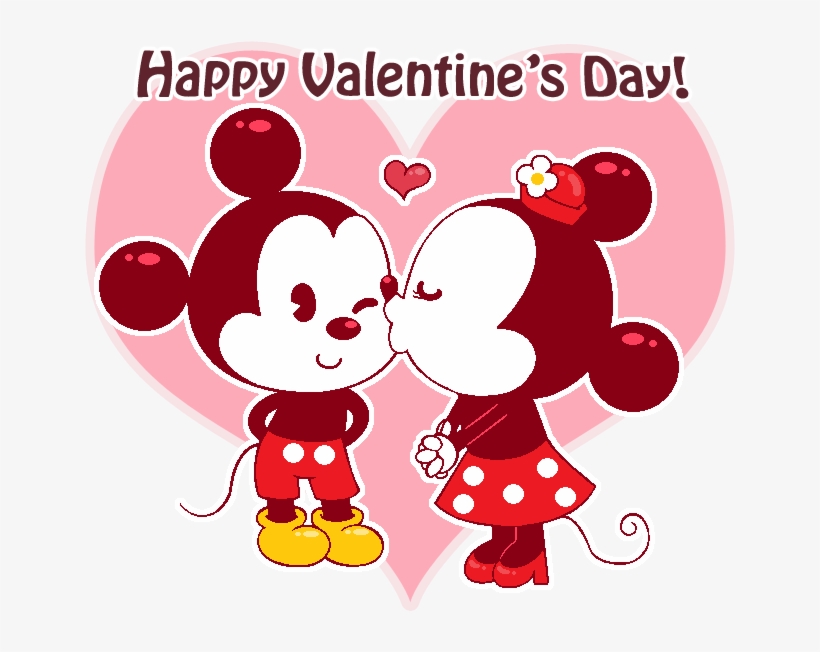 Mickey Mouse Clipart Valentine's Day - Happy Valentines Day Mickey And Minnie, transparent png #8376880