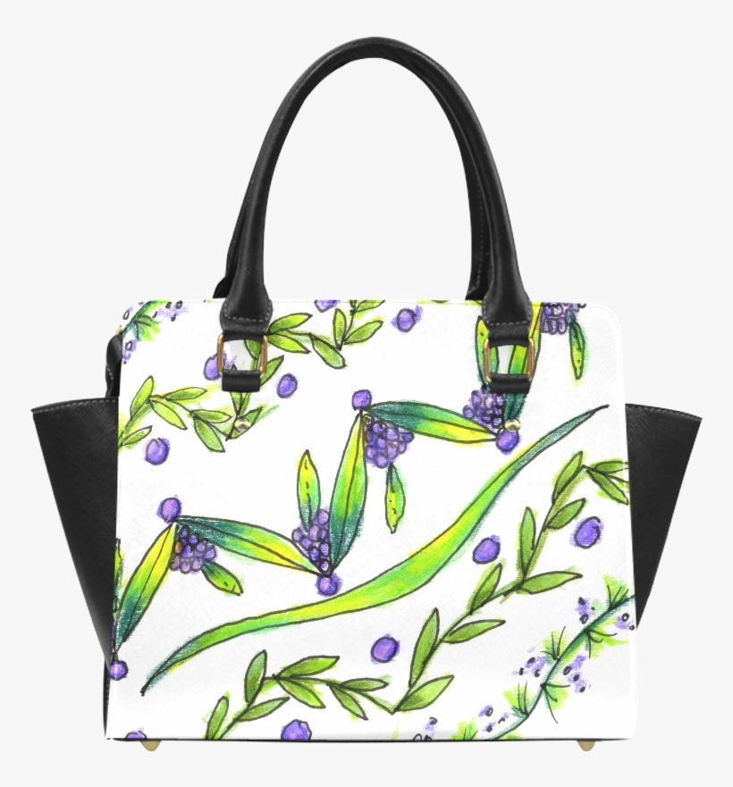 Dancing Greeen, Purple Vines, Grapes Zendoodle Classic - Handbag, transparent png #8377174