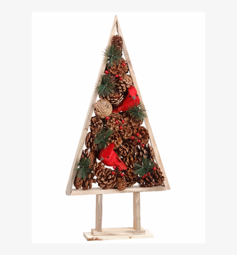 24" Pine Cone And Cardinal Topiary Tree Brown Red - Christmas Tree, transparent png #8378315