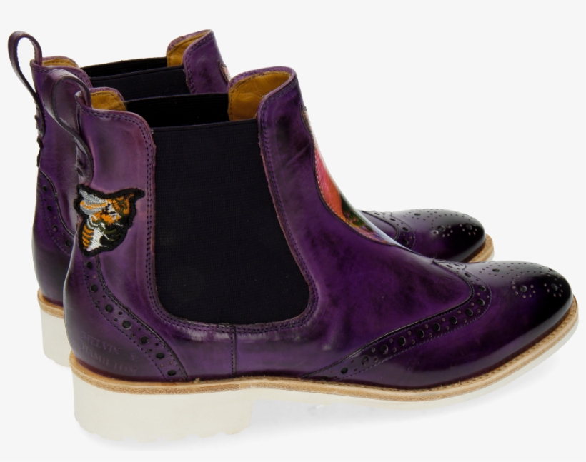 Ankle Boots Amelie 44 Purple Flame Peacock Bee - Chelsea Boot, transparent png #8378403