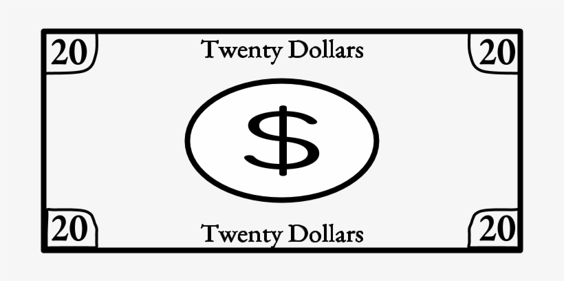 Twenty Dollar Bill, 20, Black And White, Png - Circle, transparent png #8379819