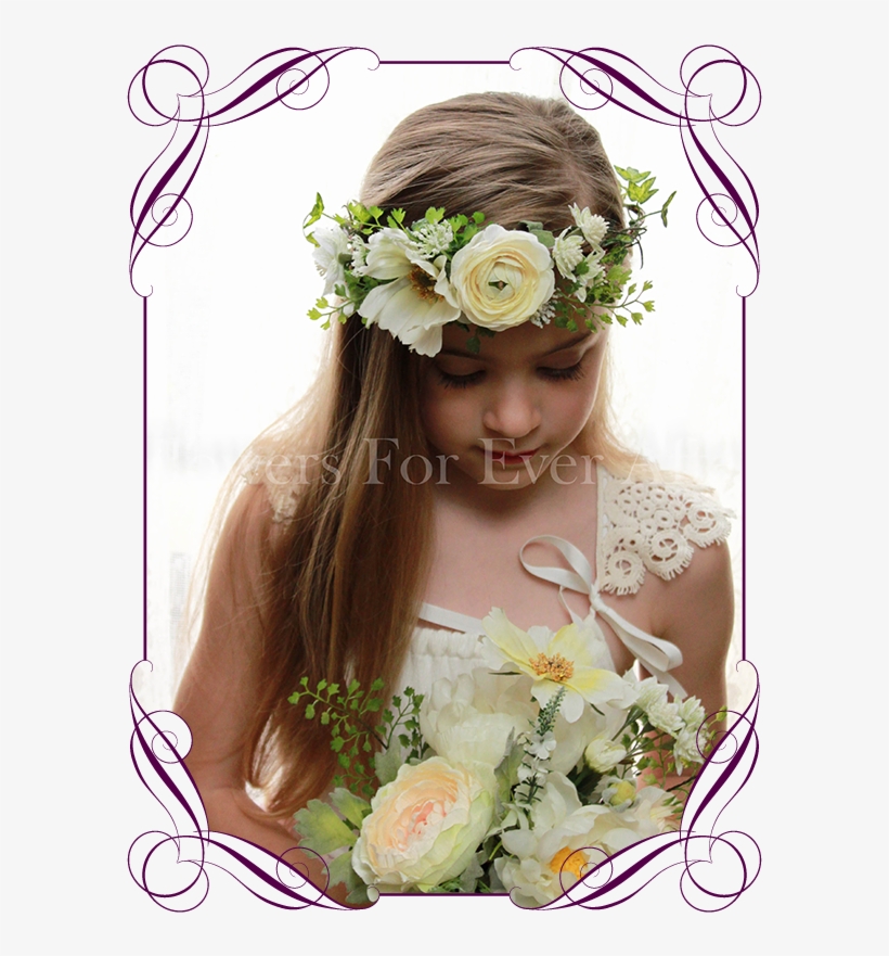 Silk Artificial White Boho Wedding Flower Girls Posy - Bridesmaid Peony And Roses Bouquets, transparent png #8380036