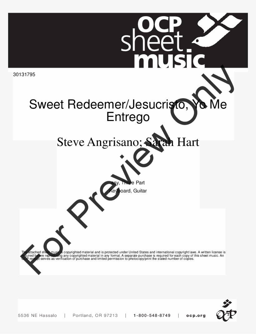 Sweet Redeemer / Jesucristo Yo Me Entrego Thumbnail - Dan Schutte, transparent png #8381273