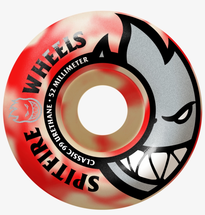 Spitfire 52mm Bighead Red Swirl Wheels - Green Spitfire Wheels, transparent png #8381822