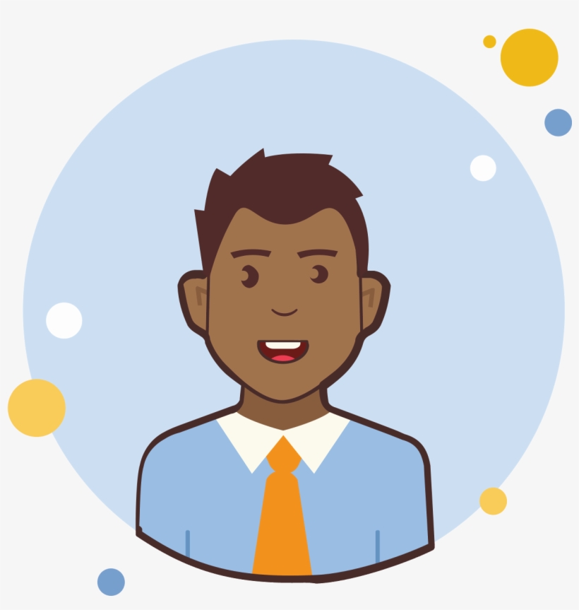 Man In Orange Tie And Blue Shirt Icon - Cartoon, transparent png #8382044