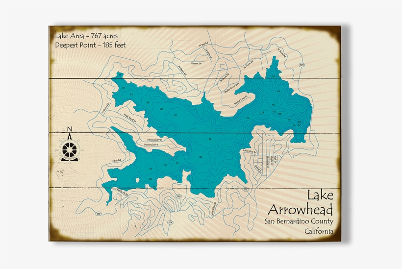Lake Arrowhead Map Sign - Vintage Arrowhead Street Sign, transparent png #8382332